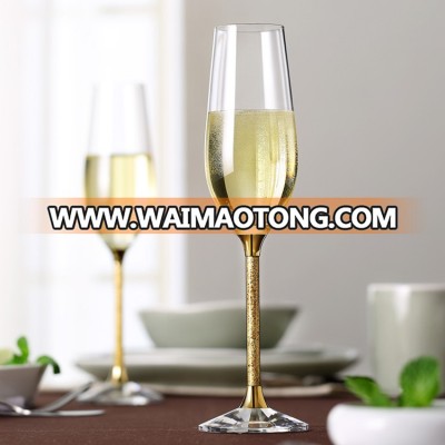 Wholesale Thank You Gift Sets 24K Gold Foil Crystal Glass Champagne Flute Colored Glass Stemware