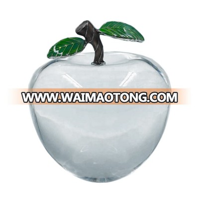 Clear Glass Souvenir Crystal Apple Paperweight for Decoration and Wedding Gift